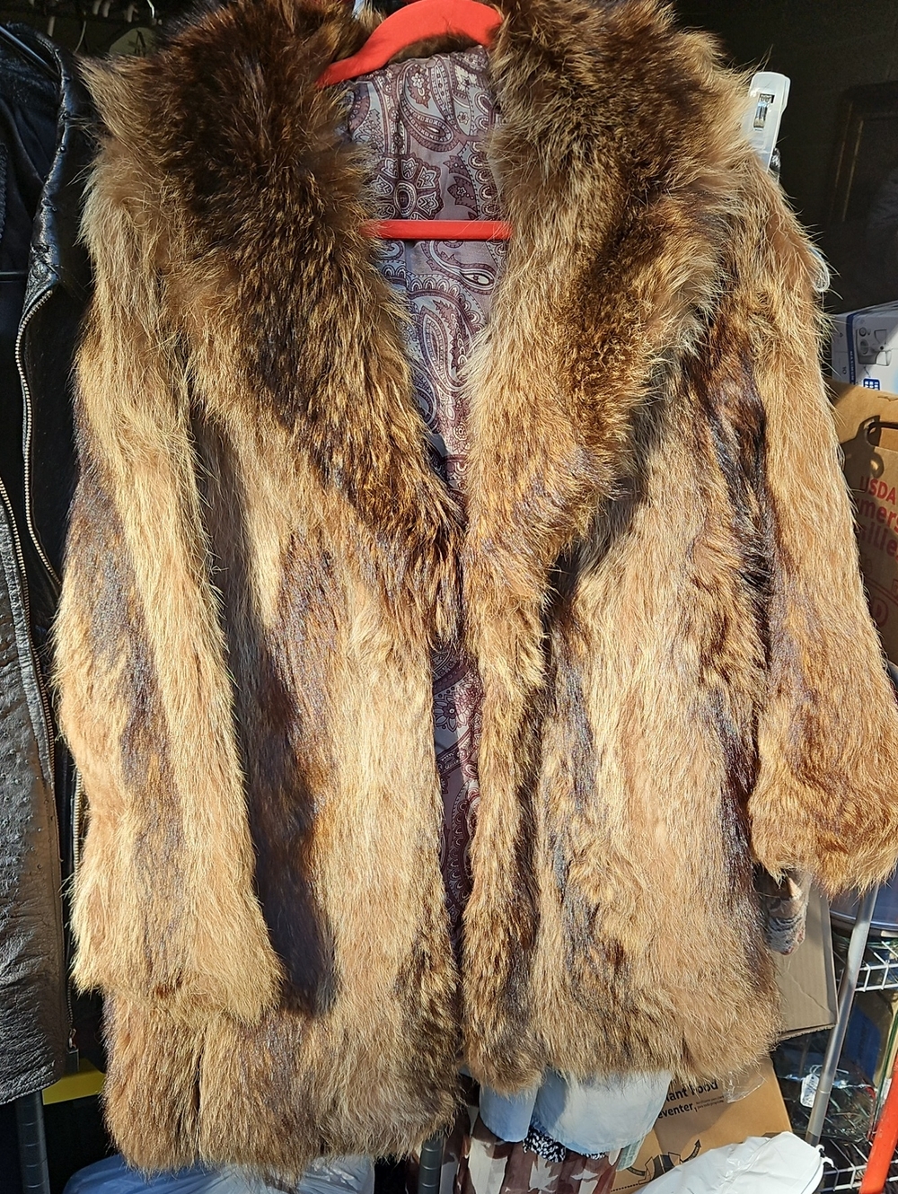 Vintage Fur Racoon Jacket in Brown Like New